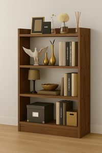 Modern Solid Wood Three-Layer Multifunction Storage <b>Shelf</b> Wooden Bookcase Display Rack Floor Standing for Living Room <b>Bedroom</b> - Product Image 5