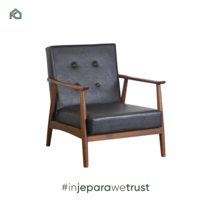 Fauteuil d'appoint de salon en bois de teck massif, confortable et écologique, style mi-siècle, avec coussin en tissu et finition noyer, personnalisable OEM - Product Image 3