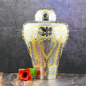 Urna Conmemorativa Blanca de Lujo Falah International, Urna Funeraria Plateada con Diseño Floral, Urna para Cenizas de Cremación, Urna Conmemorativa para Cenizas Humanas Adultas 2026 - Product Image 6