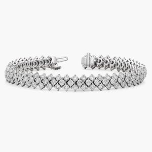 Multi-Row Diamond <b>Bracelet</b> in White Gold - Product Image 3