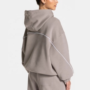 Sudadera con capucha oversize de algodón y felpa para mujer, unisex, estilo casual, holgada, con ribetes, tipo boyfriend, de fábrica. - Product Image 6