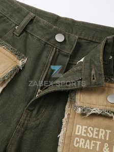 Pantalones Cargo de Mezclilla Anchos con Parches de Primera Calidad ZABEX SPORTS para Hombre, Corte Holgado, Jeans Casuales de Moda, Fabricación OEM en Pakistán - Product Image 3