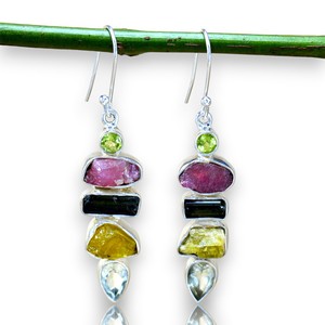 925 Sterling Silver Sparkling Multi Rough Gemstone Dangle Hook Drop <b>Earrings</b> <b>Fine</b> Jewelry 2026 Hot Selling Multi Stone <b>Earrings</b> - Product Image 1