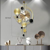 Jam Dinding Berlapis Emas Desain Modern Baterai, Cocok untuk Luar Ruangan, Ulang Tahun Pernikahan, Permintaan Tinggi