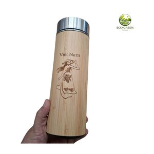 Natural Wood Bamboo Thermos Flask, Stainless Steel Inside <b>Insulated</b> Coffee <b>Mug</b>, Wholesale Business Gift - Product Image 4