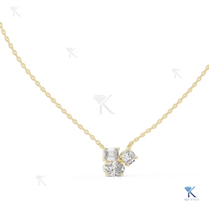 จี้เพชรเลี้ยงในห้องปฏิบัติการแบบ 3 เม็ด ประดับสร้อยคอทองคำแท้ 14K 18K สำหรับผู้หญิง รูปทรงหลากหลาย ผลิตโดยผู้ผลิตเครื่องประดับขายส่ง - Product Image 5