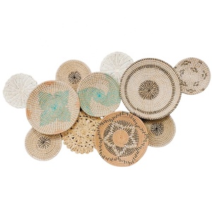 Decoración de cesta de pared redonda Bohemia hecha a mano con algas marinas y materiales de ratán estilo clásico para sala de estar de granja - Product Image 5