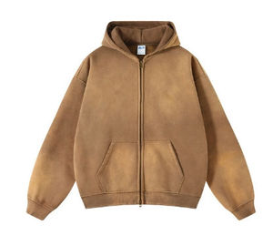 Sweat à capuche oversize délavé à l'acide pour homme – Molleton épais de qualité supérieure, style streetwear, pull décontracté en mélange de coton - Product Image 5