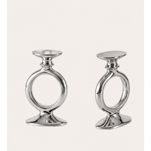 Modern <b>Silver</b> Metal Taper Candle Holder for Wedding Centerpiece Polished Aluminum Geometric Ring <b>Candlestick</b> Stand for Home Dini - Product Image 1