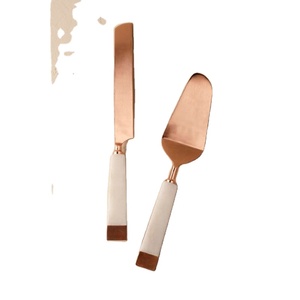 Copper Plated Stainless Steel Cutlery Set in White Handle Premium Metal <b>Cake</b> <b>Server</b> for Birthday Parties Export Items - Product Image 1