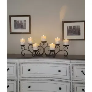 Porte-bougie rustique de style farmhouse pour table à manger, décoration intérieure, support à bougie décoratif de qualité supérieure pour un style intérieur luxueux - Product Image 2