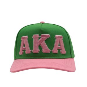 Gorra Snapback con Letras AKA, Verde y Rosa, Dos Tonos, Ajustable, Informal, para Exteriores, Estilo Griego - Product Image 1