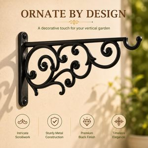 1 Pack de crochets muraux en métal pour suspendre des plantes |   Support décoratif droit pour plantes, pots, mangeoires à oiseaux, jardinières, lanternes. - Product Image 2