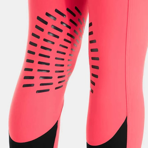 Women's High Rise Equestrian Jodhpurs Red <b>Slim</b> Fit With <b>Belt</b> And Knee Patches Riding Breeches - Product Image 6