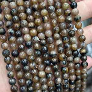 ลูกปัดไคแอสโตไลต์สีน้ำตาล ลูกปัดหินอัญมณีทรงกลมธรรมชาติ สำหรับทำเครื่องประดับ งานฝีมือ DIY - Product Image 1