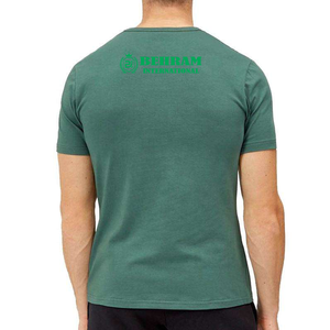 Camiseta de algodón para hombre, corte holgado, con estampado frontal, verde, manga corta, cuello redondo, transpirable, ecológica, de secado rápido, informal, de punto jersey. - Product Image 2