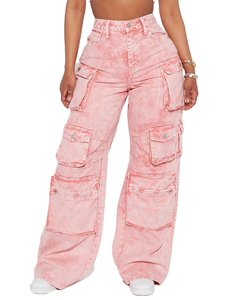 Women's High Waist Bell Bottom Wide Leg Denim <b>Jeans</b> Custom Ripped Design Wholesale Ladies Pants  - Product Image 3