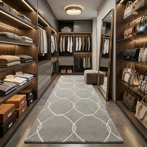 Hallway <b>Runner</b> <b>Rug</b> Manufacturer Luxury Grey Geometric Wool Carpet Hand Tufted Long Area <b>Rugs</b> Supplier - Product Image 4