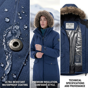 Parka Acolchada de Lona Premium, Tendencia Sostenible 2026, 100% Poliéster, Impermeable, Resistente al Viento, Aislamiento Térmico, Chaqueta de Invierno para Mujer - Product Image 6