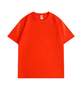 เสื้อยืดคอกลมแขนสั้นผู้ชายทรงปกติ สีส้มล้วน ผ้าฝ้าย ทอแบบเจอร์ซีย์ ย้อมสีพื้นเรียบ ดีไซน์เรียบง่าย - Product Image 1