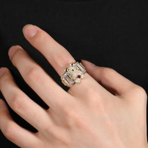 <b>Cute</b> Cartoon <b>Bear</b> Cocktail Ring With Heart Cut Diamond Pave Setting Rhodium Plated 925 Silver Women's Jewelry Gift From India - Product Image 5