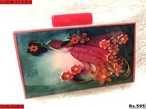 Bolso de Mano Clásico Ecológico de Resina, Modelo Bohemio con Incrustaciones de Perlas, Pintado a Mano, de Alta Calidad, con Cierre Magnético para Mujer - Product Image 2
