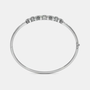 Round Shape Diamond Bracelet Minimalist White Gold Stackable Bracelet Romantic Anniversary Gift for Wife for Parties - Product Image 5