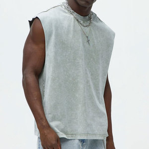 OEM Fashion Clothing Sleeveless Longline Acid Washed Round Neck <b>Cropped</b> Tank <b>Top</b> Streetwear Outdoor Vintage Quick Dry Casual - Product Image 4