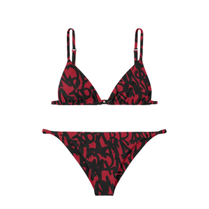 Premium 220 GSM Polyester Spandex <b>Bikini</b> <b>Set</b> Pink Purple Graffiti Print Custom Logo Women <b>Bikinis</b> <b>set</b> - Product Image 5
