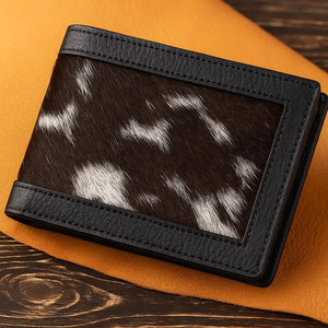Portefeuille en cuir véritable de vache avec poils, portefeuille pour homme en cuir véritable, fait main, motif fourrure naturelle, portefeuille de haute qualité - Product Image 6