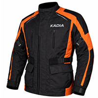 Blouson de moto KADIA pour homme, noir et orange, manches longues, coupe-vent, toutes saisons, avec protections, veste de motard