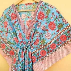 Robe kimono pour femme à imprimé floral, coupe ample, longueur intégrale, viscose et coton, vêtements de détente d'été, manches trois quarts, sans col - Product Image 3