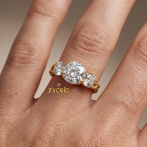 Luxury 3.49ct <b>Cushion</b> Cut Three Stone Lab Grown Diamond Engagement <b>Ring</b> Gold Plated Silver VS1 EF Colorless <b>Wedding</b> Anniversary - Product Image 5