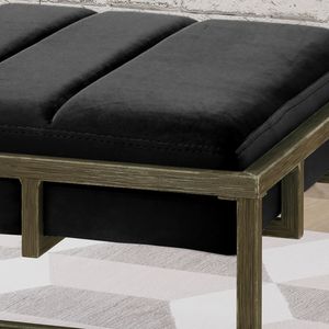 Panca Ottomana Nera in Velluto Imbottito con Finitura in Ottone - Sgabelli e Pouf Eleganti - Product Image 5