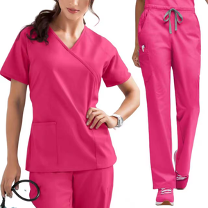 Conjuntos de Uniformes Médicos para Mujer con Logotipo Personalizado DHL, Tela Oxford de Poliéster/Algodón, Transpirable, Detección de Agujas, Fusión sin Costuras, OEM - Product Image 1