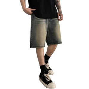 Baggy personnalisé en coton denim pour hommes Jeans déchirés respirant court motif tissé Style décontracté - Product Image 1