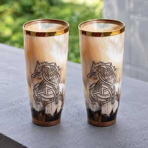 แก้วน้ำทำจากเขาสัตว์ธรรมชาติพร้อมลวดลายออร์แกนิกที่โดดเด่น - Product Image 1