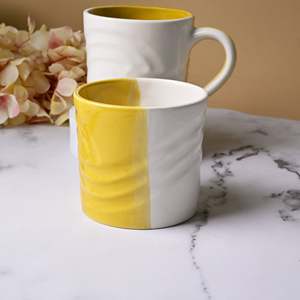 Sunstone Yellow Coastal Wave <b>Ceramic</b> <b>Cup</b> Set of 2 - Product Image 4