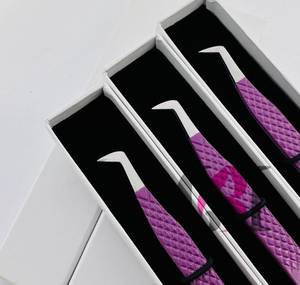 GETUP BROSONS IMPEX Boot Purple Eyelash Extension Tweezers Set Anti Slip Cherry Green Stainless Steel Smooth Tip Volume Lash - Product Image 6