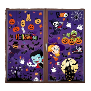 Oferta Especial: Pegatinas de Ventana de Elfo de Dibujos Animados para Halloween, Impresas con UV, de PVC Reutilizable, Decoración Impermeable para Vidrio, para Niños - Product Image 1