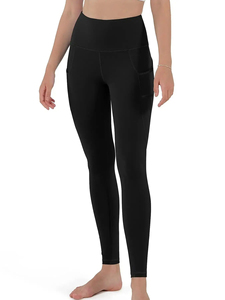 High Waist Full Length Solid Colors <b>Leggings</b> <b>With</b> <b>Pockets</b> Seamless Elastic Waist Four-Way Stretch Yoga <b>Leggings</b> By Run Apparel - Product Image 5