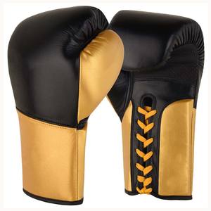 Gants de boxe en cuir blanc et rouge durables à lacets pour compétition de combat au ring, personnalisables avec logo OEM, pour le kick-boxing et les arts martiaux - Product Image 5