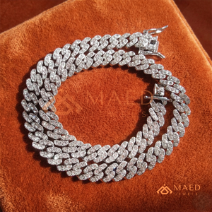 Premium <b>Iced</b> <b>Out</b> Silver Cuban Link <b>Chain</b> - VVS Clarity Diamond Cut Hip Hop Choker Necklace silver finish provide a high-contrast - Product Image 4