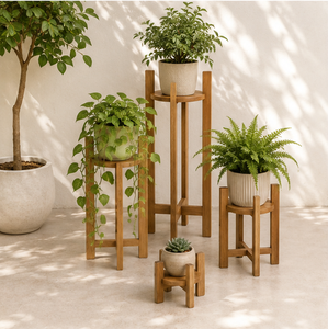 Vintage Wooden Plant Stand Set Solid Wood Flower <b>Pot</b> <b>Holder</b> Indoor/Outdoor Living Room Multi-Tier Corner Display Rack Garden - Product Image 6