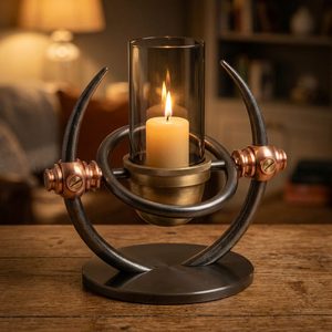 Handmade 32 cm <b>Brass</b> Glass Hurricane <b>Lantern</b> with Gimbal Deck Gunmetal Copper Finish for Home Decor & Hotel Use - Product Image 2