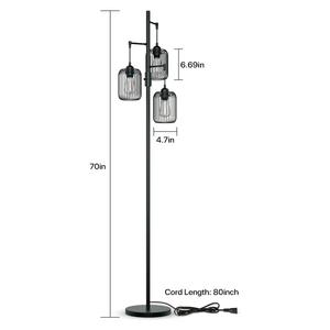 Lampadaire industriel en métal noir avec abat-jour en cage et support E27 pour intérieurs modernes - Product Image 5