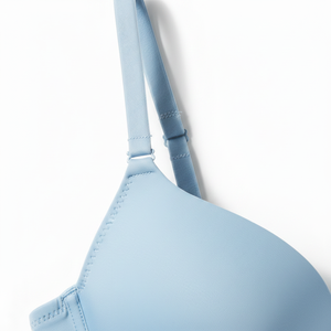 Premium RINGMODE GEARS Seamless Light <b>Blue</b> <b>Bra</b> Solid Minimalist Everyday Comfort Lingerie Medium Support for Fitness Front - Product Image 4