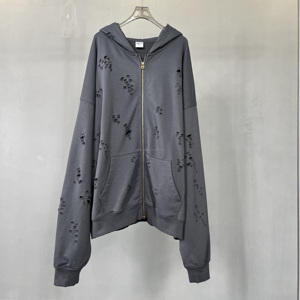 Suéteres para hombre, ropa de calle, chándal, lavado ácido, estampado de hojaldre, cremallera, Sudadera con capucha para hombre, conjuntos de sudadera lisa, vintage, Sudadera con capucha desgastada - Product Image 3