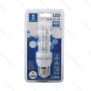 Lampadina LED Gigastor T3 2U 6W E27 6400K Bianco Freddo 480Lm 15000H Durata a Risparmio Energetico - Product Image 1