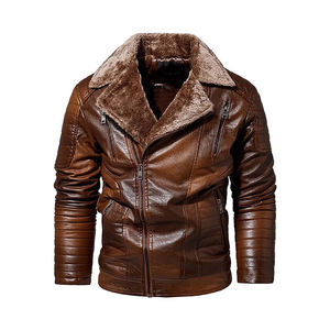 Men's Red PU Leather Hooded <b>Biker</b> <b>Jacket</b> With Faux Fur Lining Zipper Closure Moto Style Winter Wear - Product Image 4
